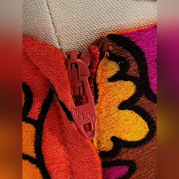 Vintage 1960s 1970s Neon Barkcloth? Halter Maxi Dress Summer Floral 10 M - Picture 15 of 16